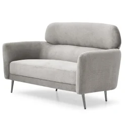 Canapé 2 places moderne avec haut dossier Damigal Tissu doux Gris