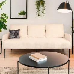Canapé 3 places moderne et élégant Manuelo Velours côtelé Beige
