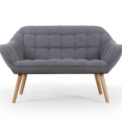 Canapé 2 places Scandinave Zentao Tissu Gris Clair