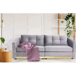 Canapé 3 Places Velours Gris