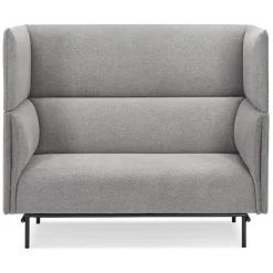 Canapé acoustique 2 places 'VISAVI' avec haut dossier en tissu gris clair