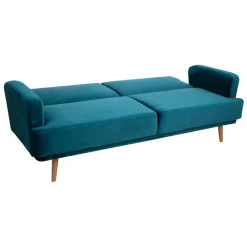 Canapé Banquette Velours Jack 3 Places Bleu canard