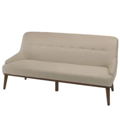 Canapé beige 2 places pieds en bois