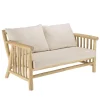 Canapé BORNEO 2places en branches de teck naturel coussins blancs WILL