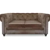 Canapé chesterfield velours capitonné taupe 2 places