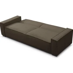 Canapé clic-clac 3 places Roger Tissu bouclette Marron