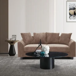 Canapé contemporain 3 places Mozart Velours côtelé Marron