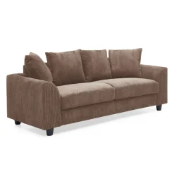 Canapé contemporain 3 places Mozart Velours côtelé Marron