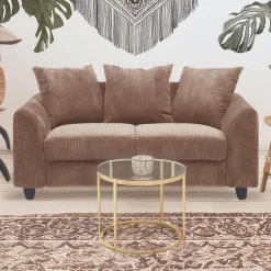 Canapé contemporain 2 places Mozart Velours côtelé Marron