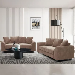 Canapé contemporain 2 places Mozart Velours côtelé Marron