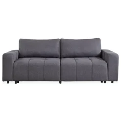 Canapé convertible 3 places Cloudy Tissu effet lin Gris foncé