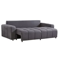 Canapé convertible 3 places Cloudy Tissu effet lin Gris foncé