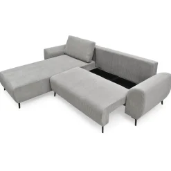 Canapé convertible avec angle à gauche Paolo Velours côtelé Gris