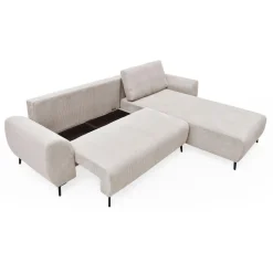 Canapé convertible avec angle réversible Paolo Velours côtelé Beige