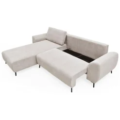 Canapé convertible avec angle à gauche Paolo Velours côtelé Beige