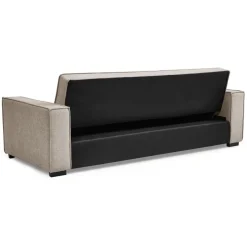 Canapé convertible clic-clac 3 places Pikado Tissu effet lin Taupe clair