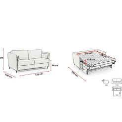 Canapé convertible express Bleu Canard 3 places ELISA