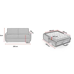 Canapé convertible express Beige 3 places GIULIA