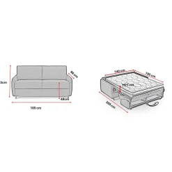 Canapé convertible express Beige 3 places GIULIA