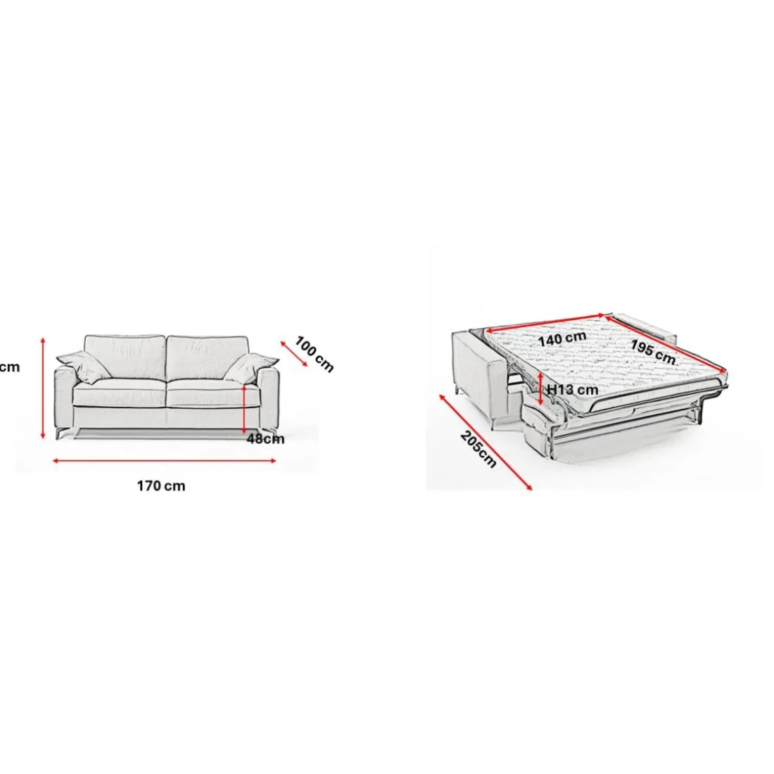 Canapé convertible express Beige 3 places CARLA