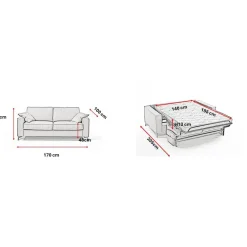 Canapé convertible express Beige 3 places CARLA