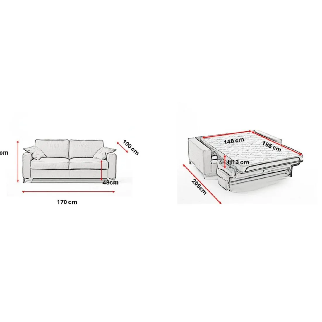 Canapé convertible express Beige 3 places CARLA