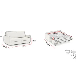 Canapé convertible express Gris Clair 3 places GIACOMO