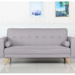 Canapé Convertible Scandinave Tissu Gris Clair LUCIAN