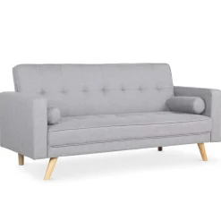 Canapé Convertible Scandinave Tissu Gris Clair LUCIAN