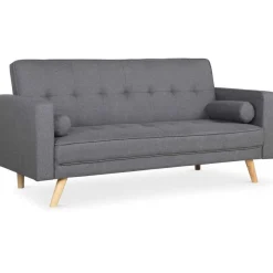 Canapé Convertible Scandinave Tissu Gris Foncé LUCIAN