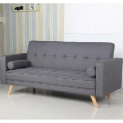 Canapé Convertible Scandinave Tissu Gris Foncé LUCIAN