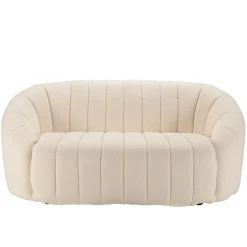 Canapé coquillage 2 places en tissu bouclette écru LEOPOLD