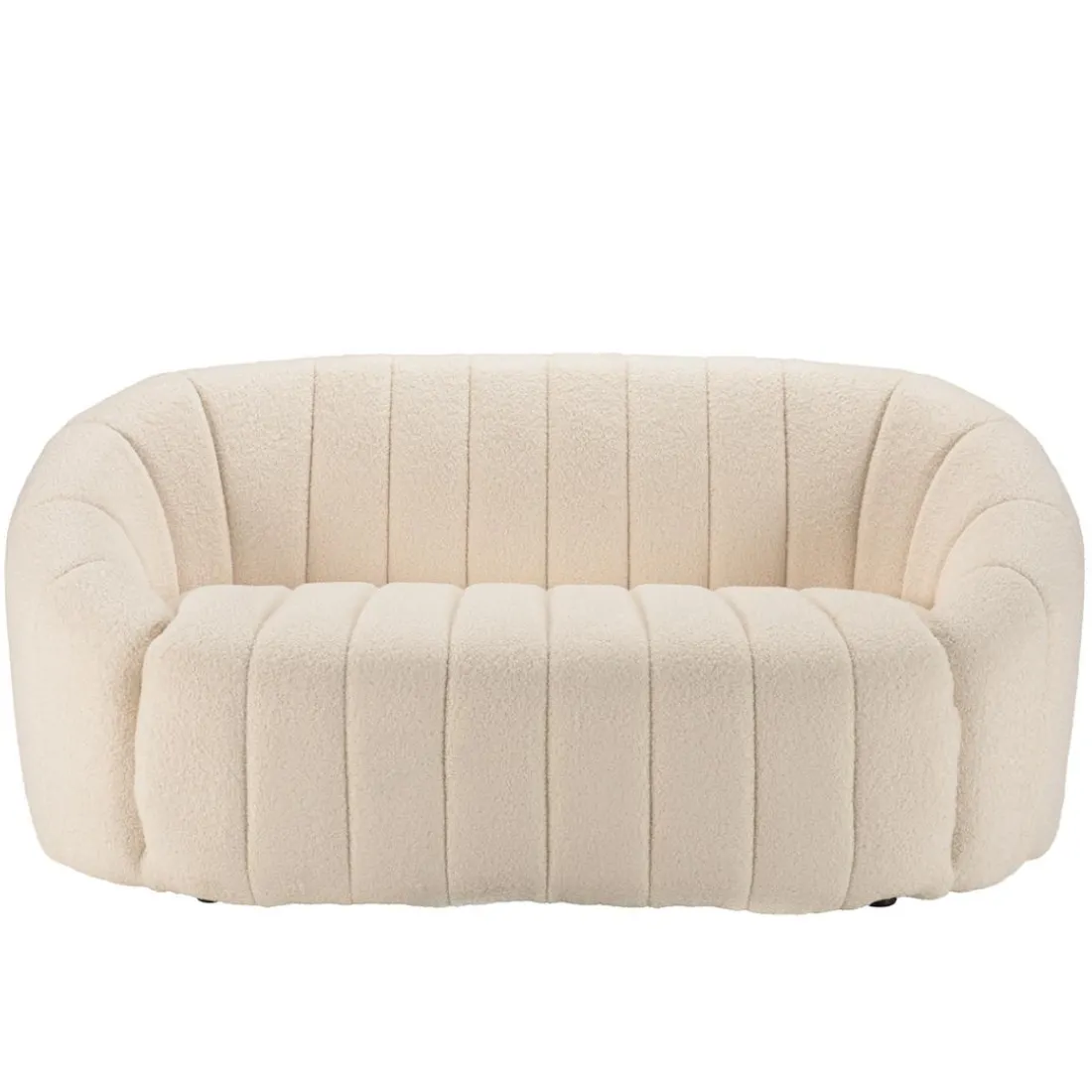 Canapé coquillage 2 places en tissu bouclette écru LEOPOLD