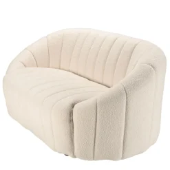 Canapé coquillage 2 places en tissu bouclette écru LEOPOLD