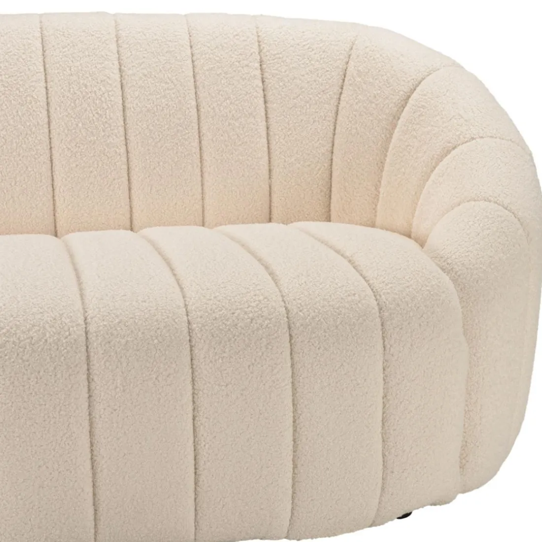 Canapé coquillage 2 places en tissu bouclette écru LEOPOLD