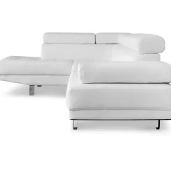 Canapé d'angle blanc avec têtière relevable MADURI