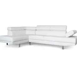 Canapé d'angle blanc avec têtière relevable MADURI