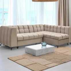 Canapé d'angle convertible Chessy Velours Taupe