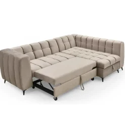 Canapé d'angle convertible Chessy Velours Taupe