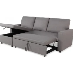 Canapé d'angle convertible BALEARES Tissu Gris clair