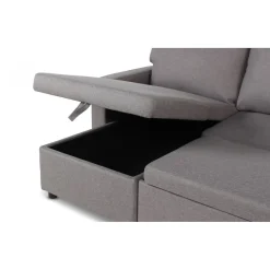 Canapé d'angle convertible BALEARES Tissu Gris clair