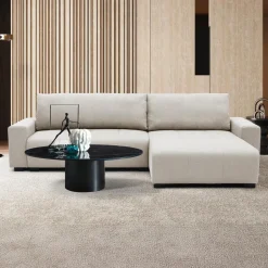 Canapé d'angle convertible élégant Malone Tissu Beige