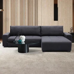 Canapé d'angle convertible élégant Malone Tissu Noir