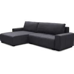 Canapé d'angle convertible élégant Malone Tissu Noir