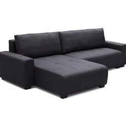 Canapé d'angle convertible élégant Malone Tissu Noir