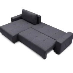 Canapé d'angle convertible élégant Malone Tissu Noir