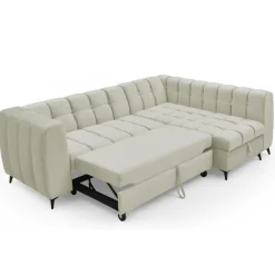 Canapé d'angle convertible Chessy Velours Beige