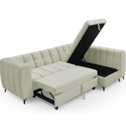 Canapé d'angle convertible Chessy Velours Beige