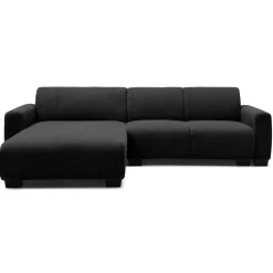Canapé d'angle moderne Wallis Velours côtelé Noir