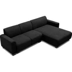 Canapé d'angle moderne Wallis Velours côtelé Noir